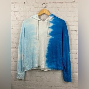 Le Verde Hoodie Womens Size Medium Blue & White Tie Dye Long Sleeve